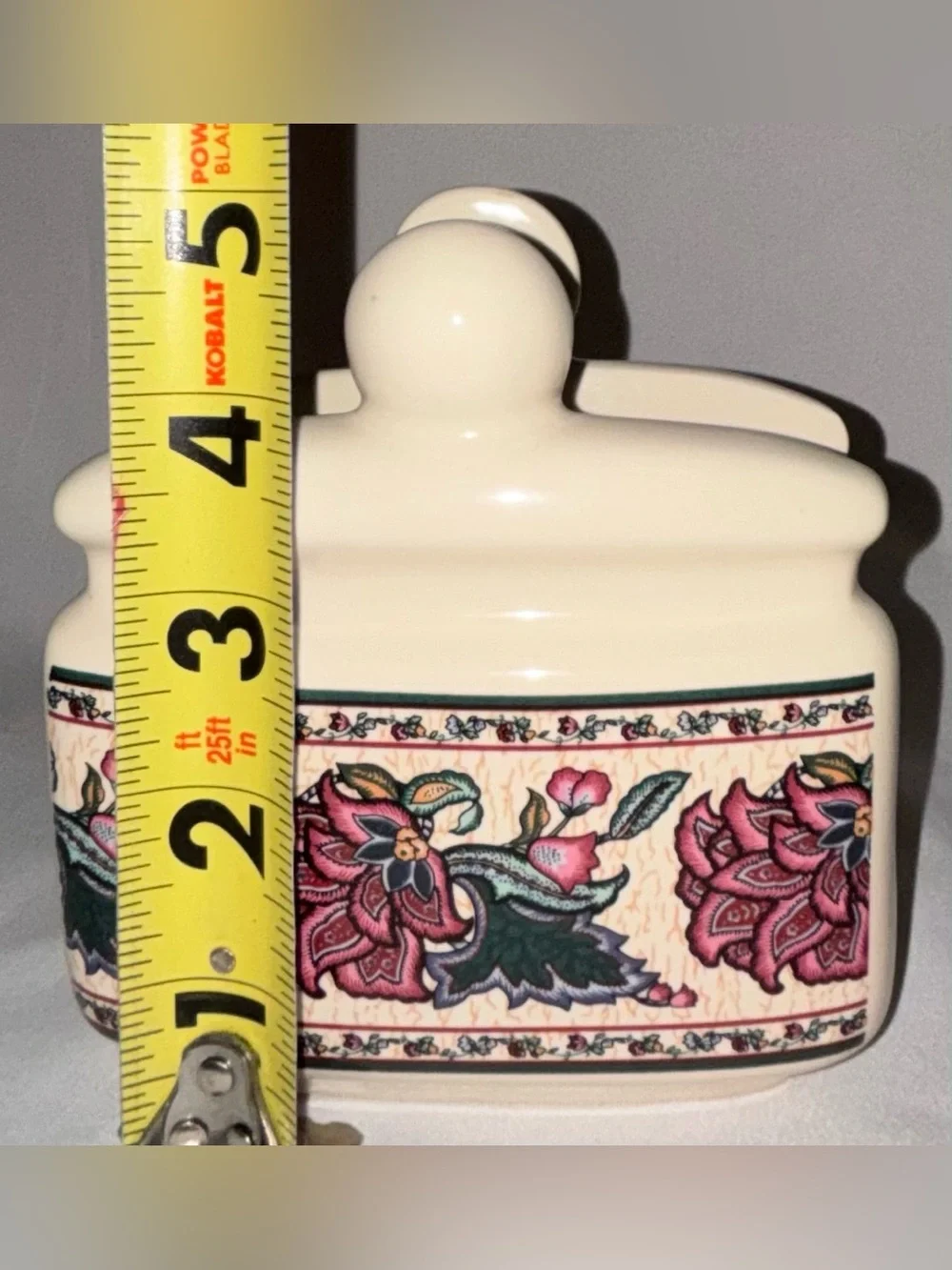 Preferred Stock Paisley Garden Floral Sprays Green Band Stoneware Napkin Holder